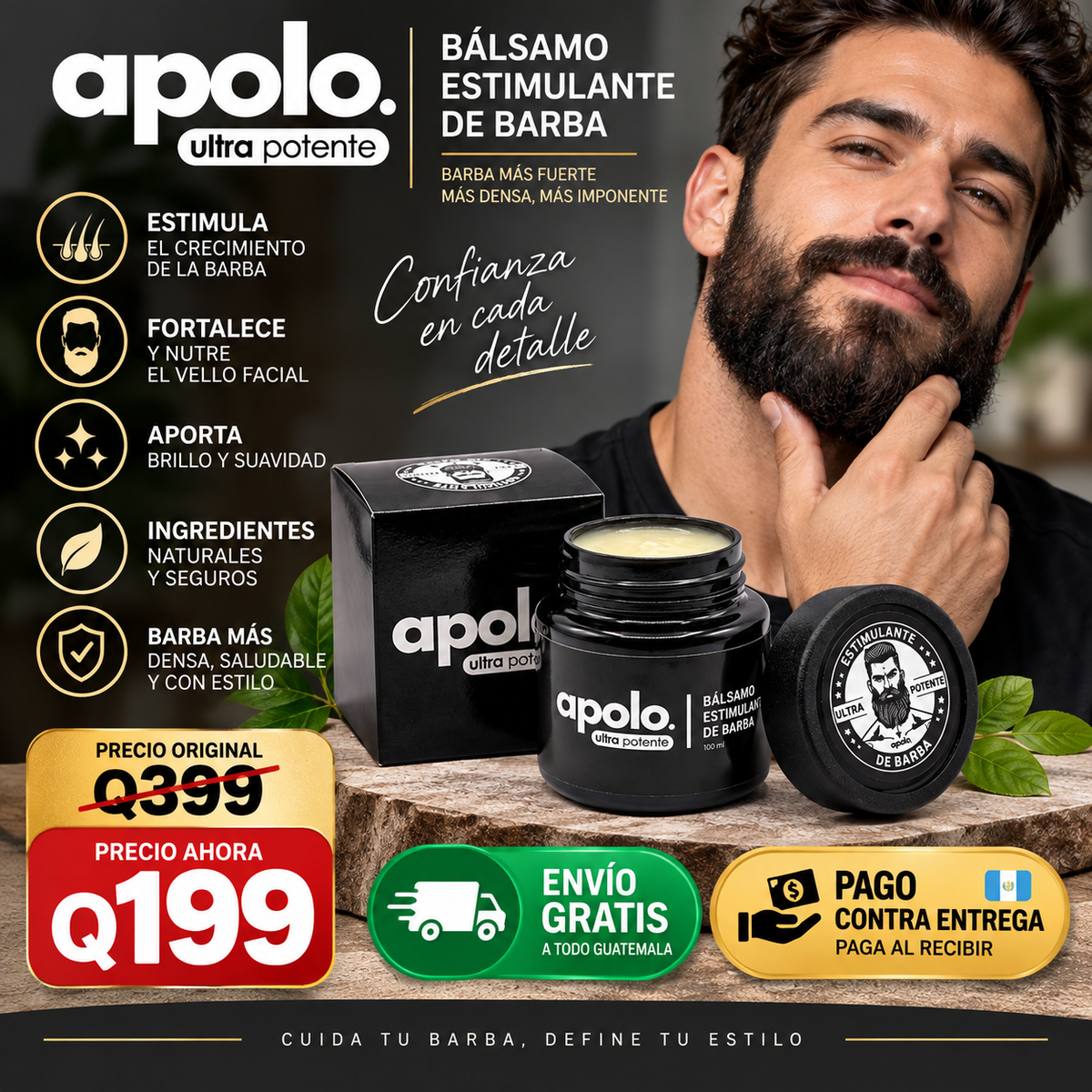 🧔 Apolo – Barba Más Fuerte y Densa 💪