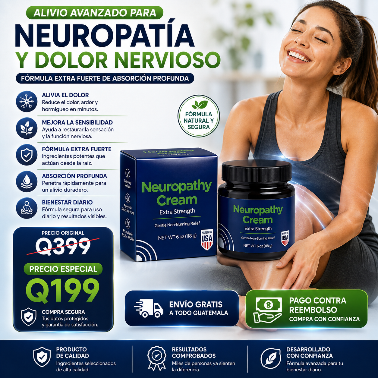 Crema para Neuropatía y Dolor Nervioso - Alivio Avanzado Extra Strong