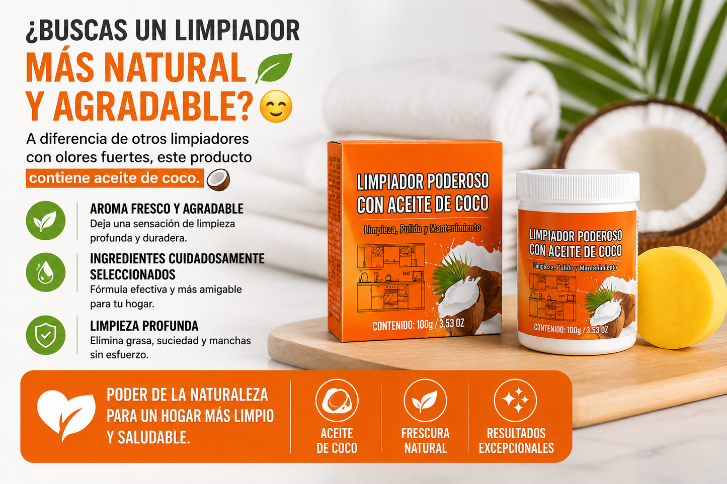 🥥✨ LIMPIADOR PODEROSO CON ACEITE DE COCO ✨🧽