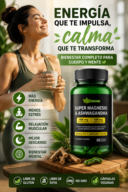 💚✨ SUPER MAGNESIO & ASHWAGANDHA X 60 CÁPSULAS 🌿⚡