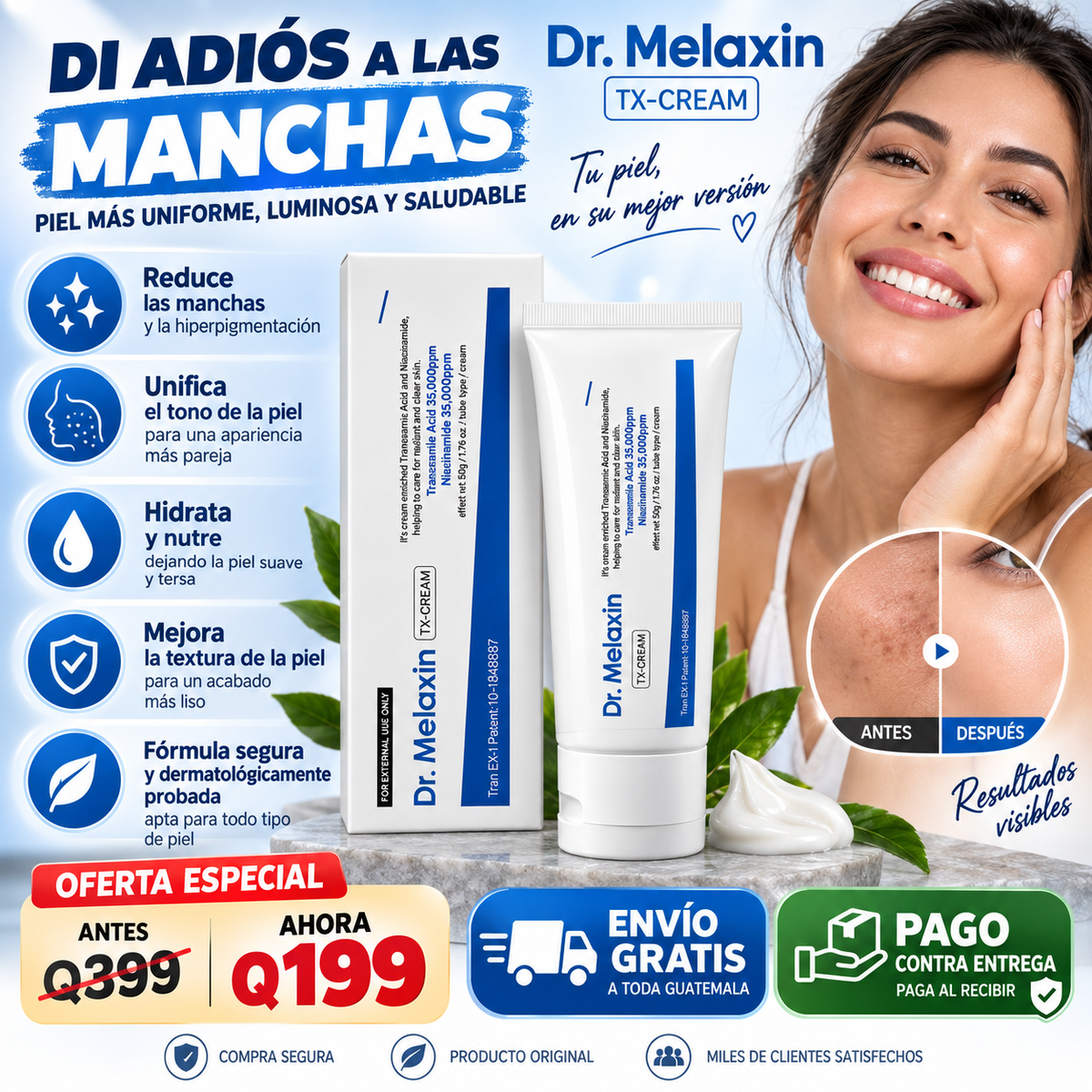 ✨ Dr. Melaxin – Crema Antimanchas para una Piel Uniforme 💙
