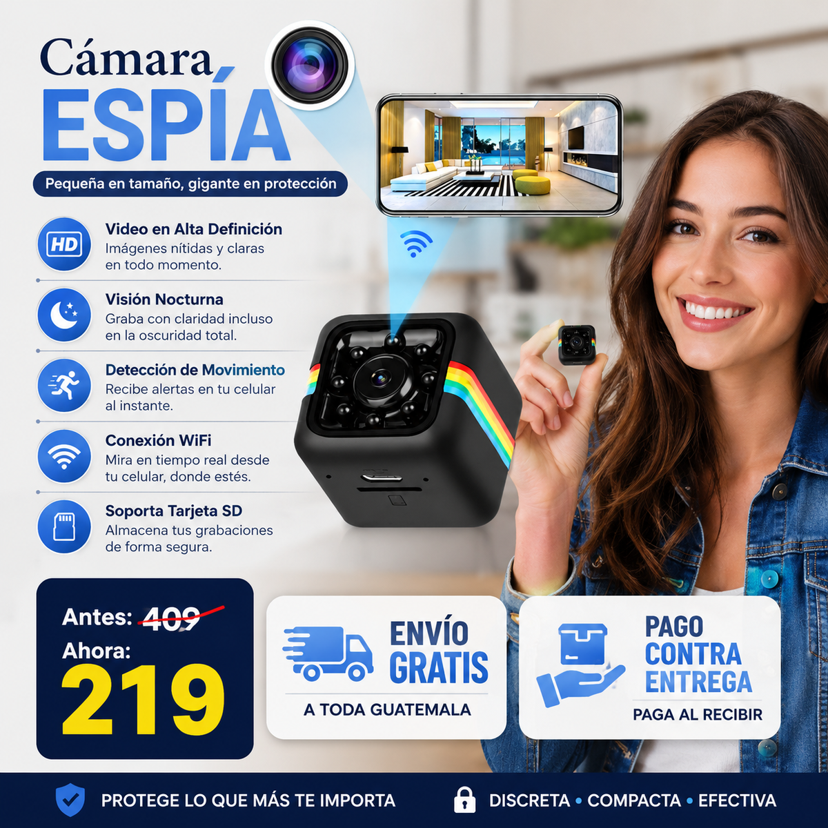 Mini Cámara Espía WiFi - Tu seguridad Va Primero🔐