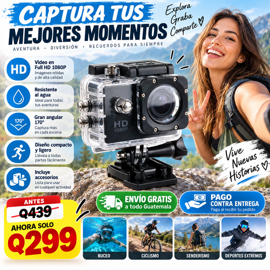 📸 Cámara HD – Captura Cada Aventura 🌊🏔️