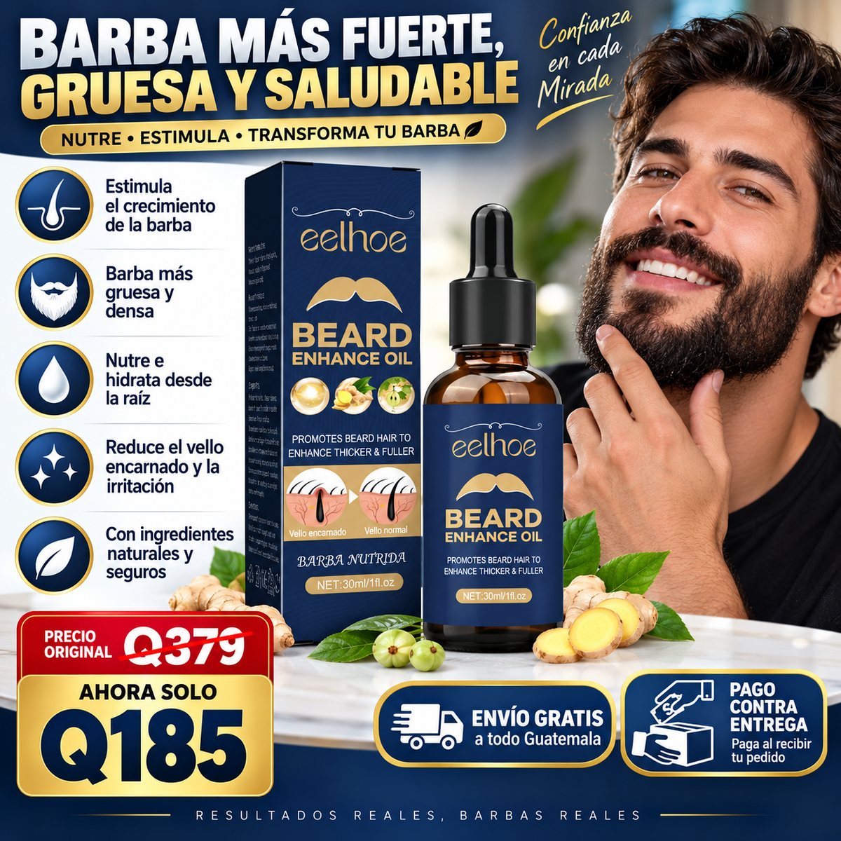 🧔 Aceite Potenciador de Barba – Más Fuerte y Densa 🌿