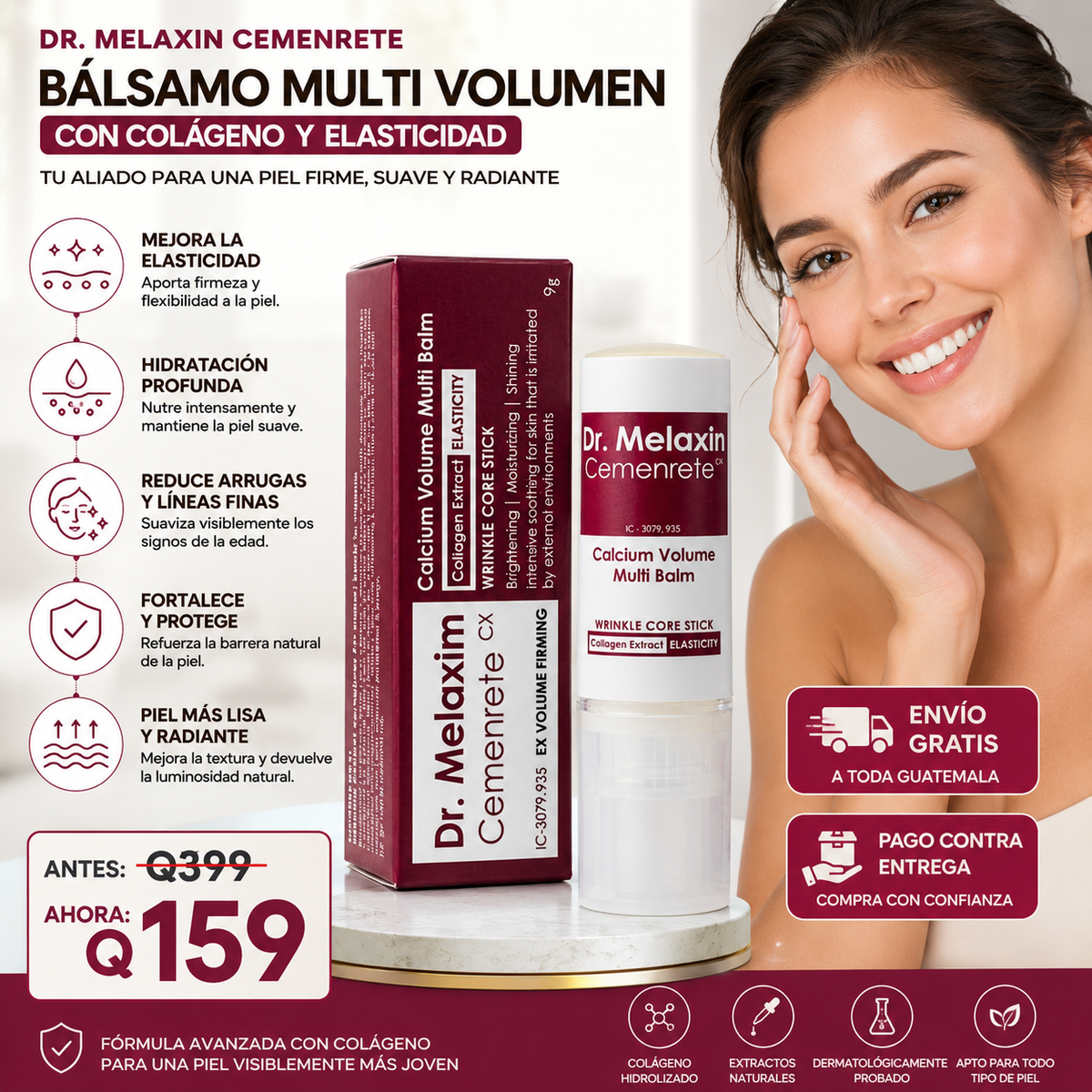 ✨ DR.MELAXIN – Bálsamo Facial Multifunción Calcio & Colágeno✨💜
